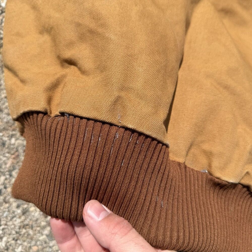 Carhartt Duck Active Jacket Mens Large J140 Brown Canvas Hooded Workwear Y2K - Picture 11 of 11